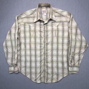 Vintage Rockmount Ranch Wear Pearl Snap Shirt Mens XL Beige Sawtooth Western